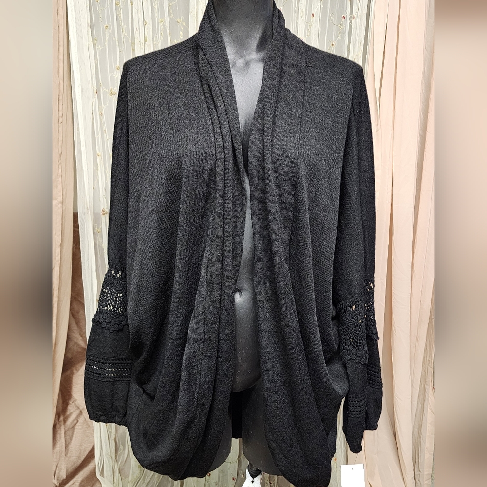 Bordeaux open front drape cardigan. Sz lrg